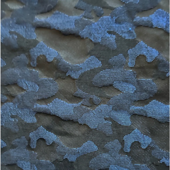 ZARA Voluminous Jacquard Metallic Blue Black Camo Swing Dress XS - Picture 6 of 8